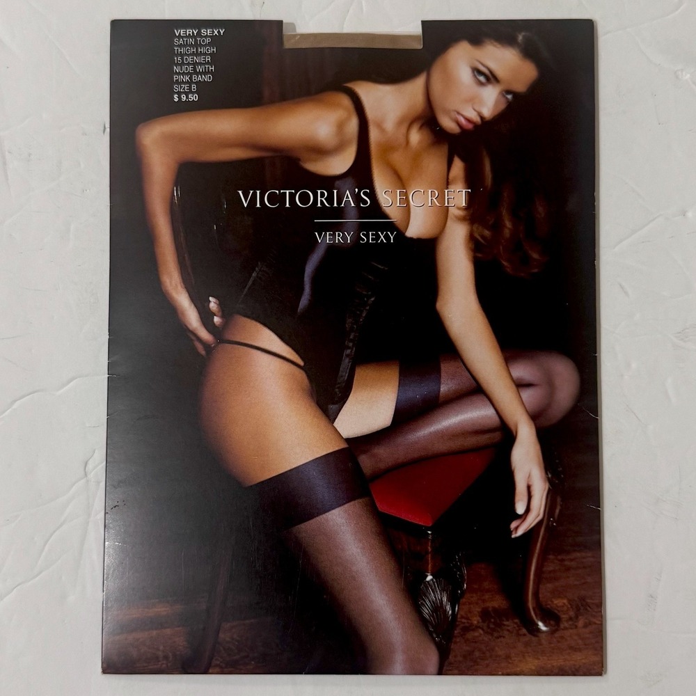 VTG Y2K New Victoria's Secret Very Sexy Sz B Satin Top Thigh High Nude Stocking